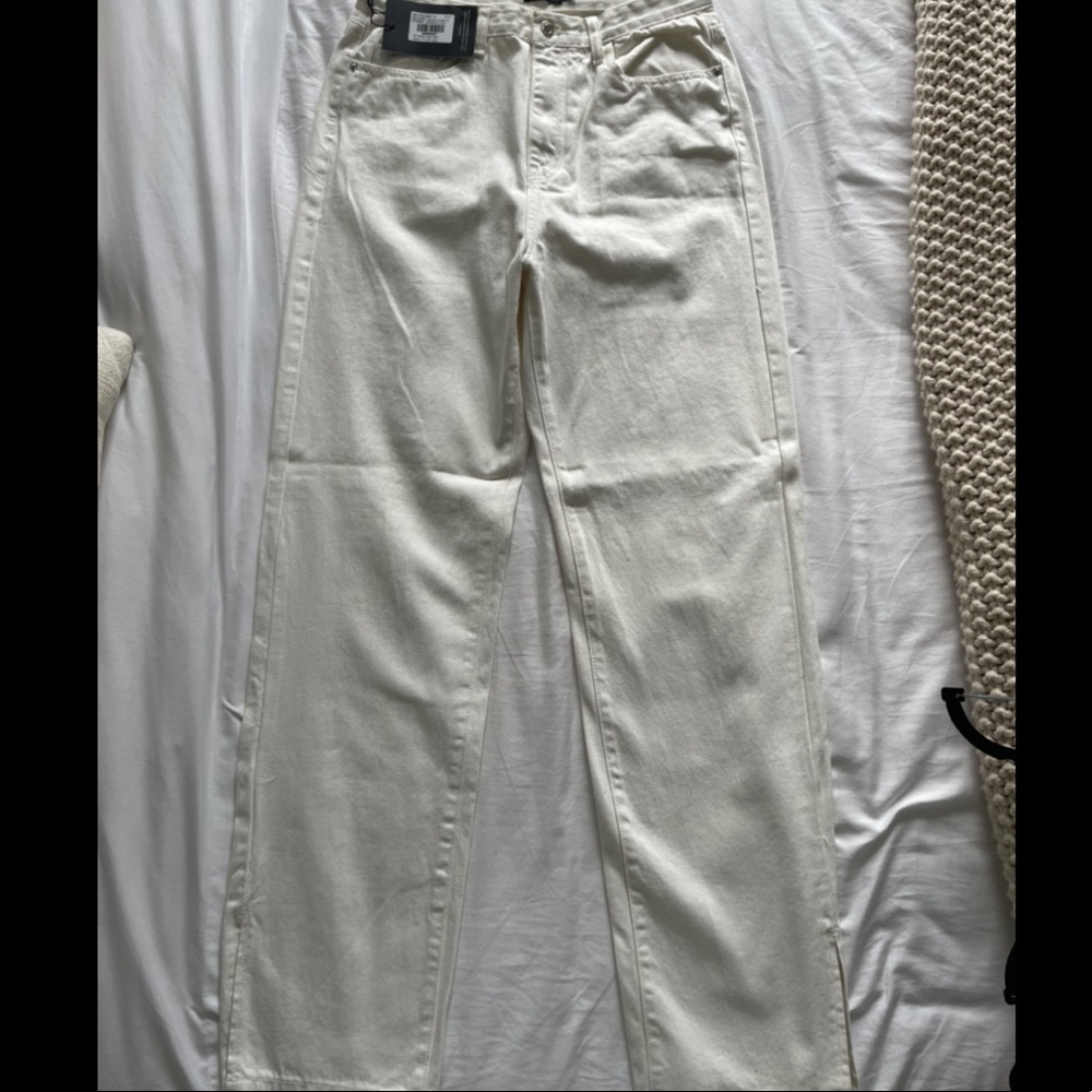 PLT off white split hem high waisted baggy Jeans - size US 10L